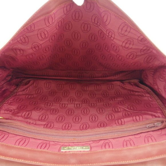 Cartier tote bag mast line Bordeaux leather Auth Used T1 - Picture 5 of 8